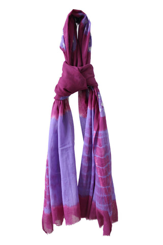 Pink And Violet Tie And Dye Cotton Scarf