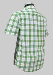 Super Soft white Green Slim Fit Half Sleeve Shirt