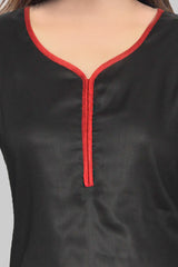 Black With Red Piping Kurta