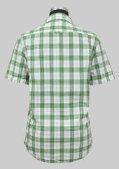 Super Soft white Green Slim Fit Half Sleeve Shirt