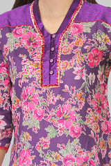 Purple And Pink Printed Kurta