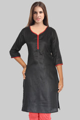 Black With Red Piping Kurta