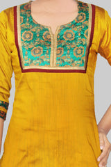 Saffron And Green Kurta