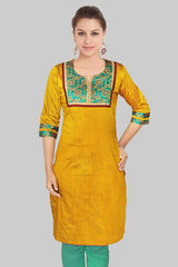 Saffron And Green Kurta