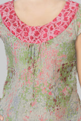 Green And Pink Crushed Top