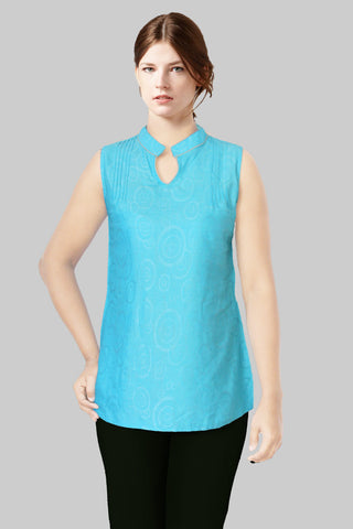 Light Sky Blue Tucks Top