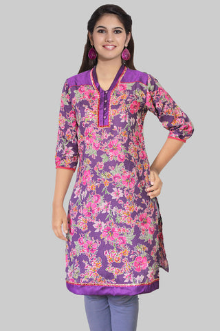 Purple And Pink Printed Kurta