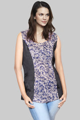 Black And Blue Printed Sleeveless Top