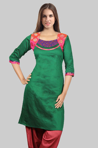 Dark Green And Pink Kurta