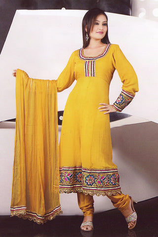 Musterd Yellow Salwar Suit