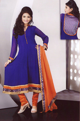 Violet And Orange Salwar Suit