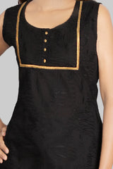 Black Hakoba Sleeveless Kurta