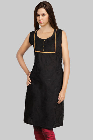 Black Hakoba Sleeveless Kurta