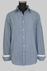 Slim Fit Grey Small White Stripe Shirt