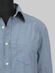 Slim Fit Grey Small White Stripe Shirt