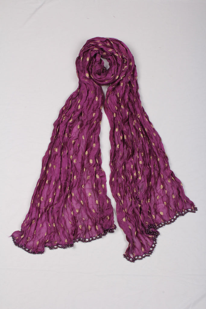 Wine Colored With Zari Dots Dupatta