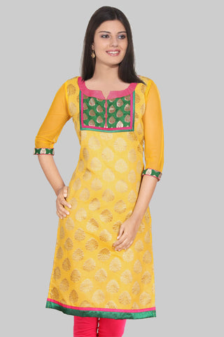 Yellow Chanderi Cotton Kurta