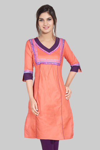 Dark Orange And Plum Kurta