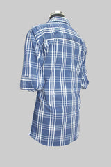 Slim Fit Navy Blue and White Check Shirt