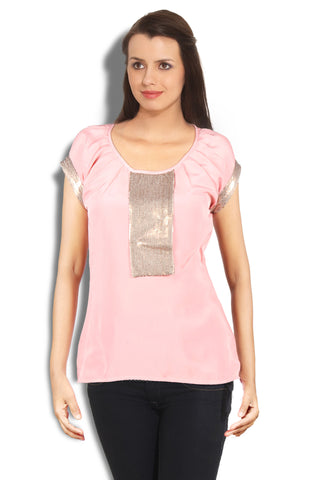 Light Pink Sequins Top