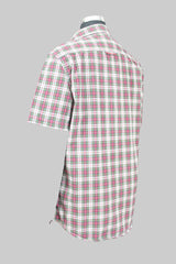 Super Soft Red Grey Slim Fit Half Sleeve Shirt