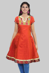 Vermilion Orange Flared Kurta