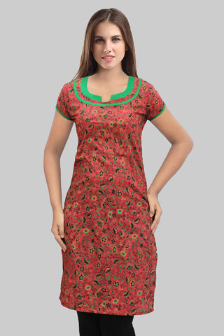 Red Green Floral Kurta