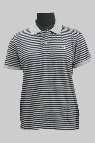 Navy In Grey Stripes Short sleeve Polo