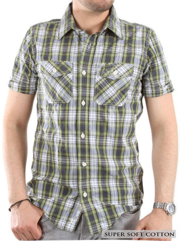 Super Soft Dark Green Slim Fit Half Sleeve Shirt