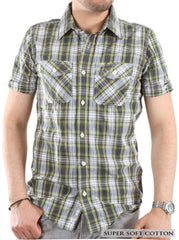 Super Soft Dark Green Slim Fit Half Sleeve Shirt