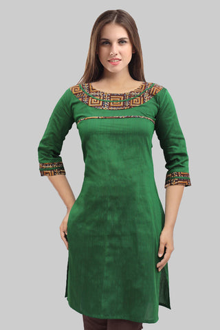 Dark Spring Green Kalamkari Kurta