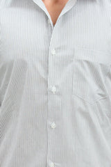 Slim Fit White & Grey Stripe Shirt