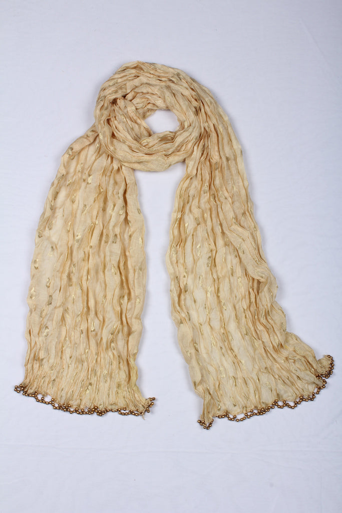 Cream Color With Gold Zari Dots Dupatta