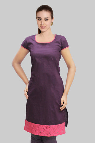 Plain Plum And Pink Hakoba Kurta