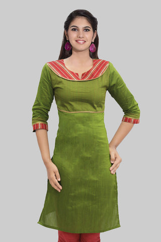 Mehendi Green And Maroon Kurta