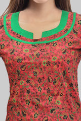 Red Green Floral Kurta