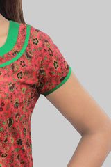 Red Green Floral Kurta