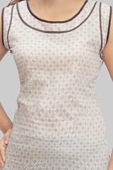 Lite Brown Printed Sleeveless Kurta