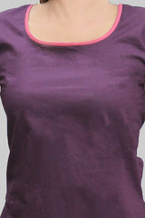 Plain Plum And Pink Hakoba Kurta