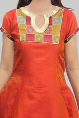 Vermilion Orange Flared Kurta