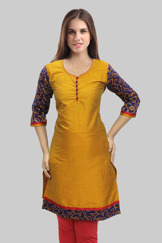 Golden Yellow And Violet Kurta