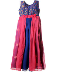 Pink And Blue Full Length Girl's Dress