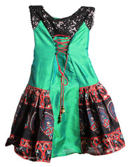 Green And Black Girl's Dress