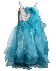 Blue With Silver Sequins Girl's Dress