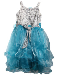 Blue With Silver Sequins Girl's Dress