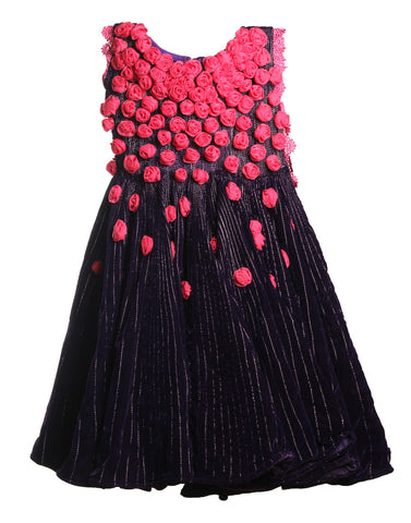 Navy Blue And Pink Girl's Dress