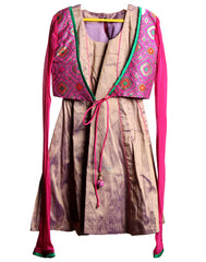 Golden Dress with Pink Over Coat