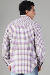 Slim Fit Purple & Light Green Check Shirt