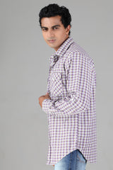 Slim Fit Purple & Light Green Check Shirt