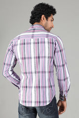 Slim Fit Purple & White Striped Shirt